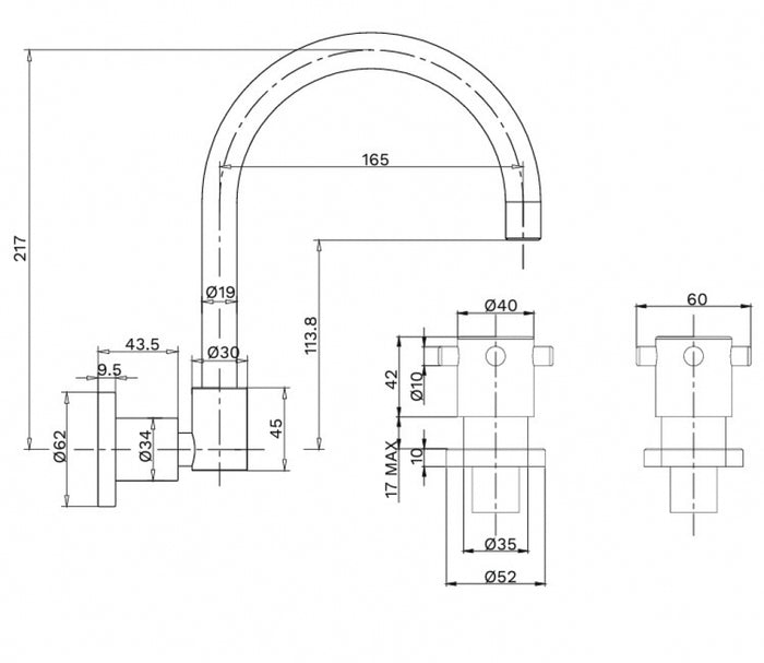 Gentec Cleanline Capstan CAP0035 Wall Mounted Concealed Sink Set