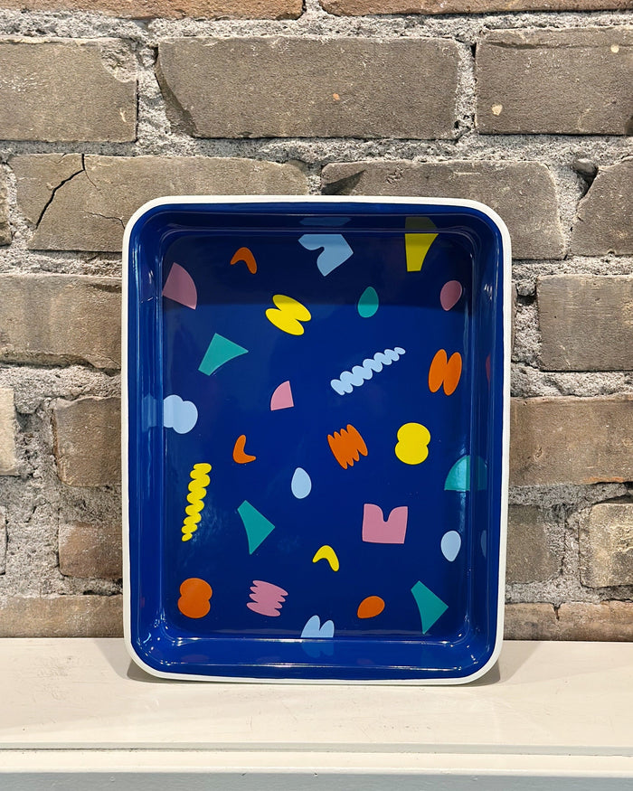 geometric enamelware rectangle tray