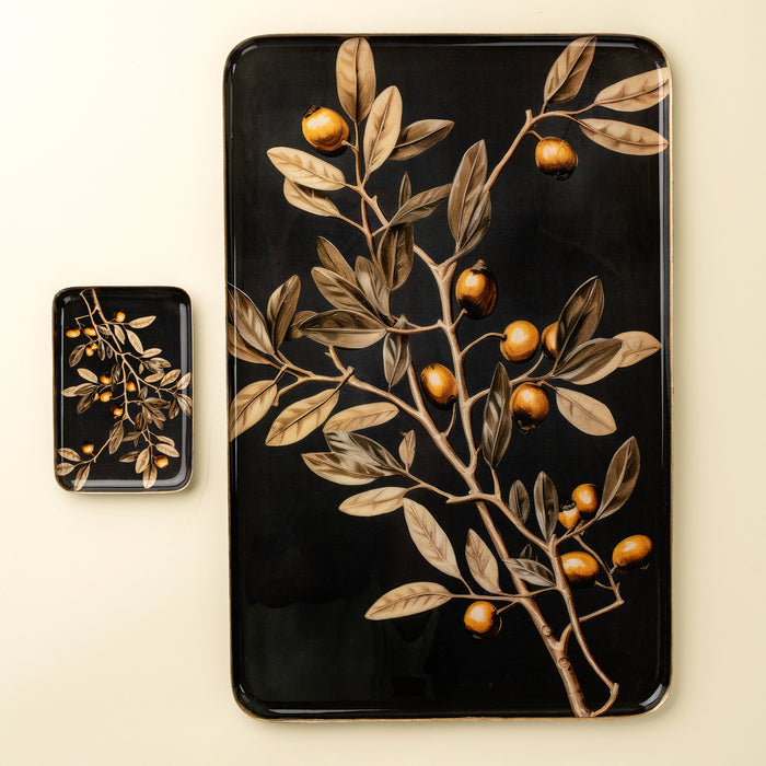 Golden Olive Decorative Enameled Tray XL