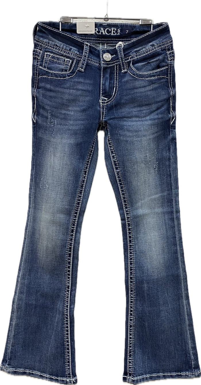 Grace in LA Girl's Pink Paisley Pockets Jeans