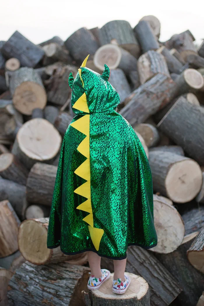 Great Pretenders Dragon/Knight Reversible Cape Green/Silver 5-6