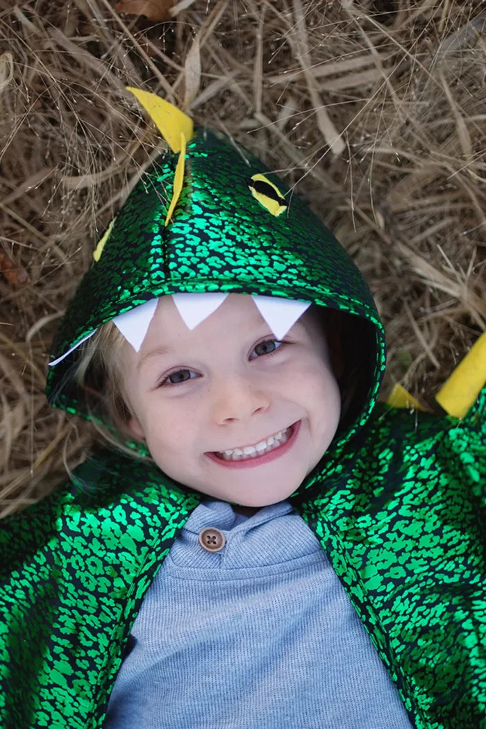 Great Pretenders Dragon/Knight Reversible Cape Green/Silver 5-6