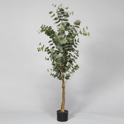 Green 5'H Polyester Eucalyptus Tree In Black Plastic Pot - Magnolia Lane co. Home + Garden + Gift