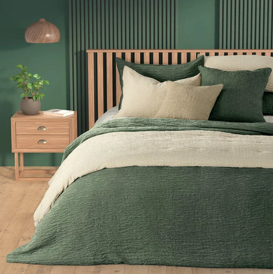 Green textured VELOUR quilt-KING