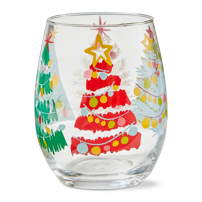 Groovy Trees Stemless Wine Glass