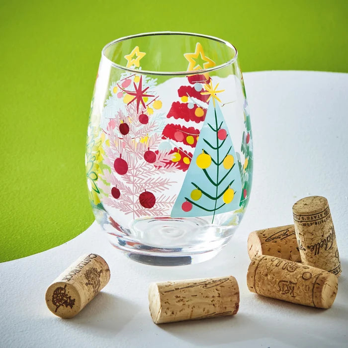 Groovy Trees Stemless Wine Glass