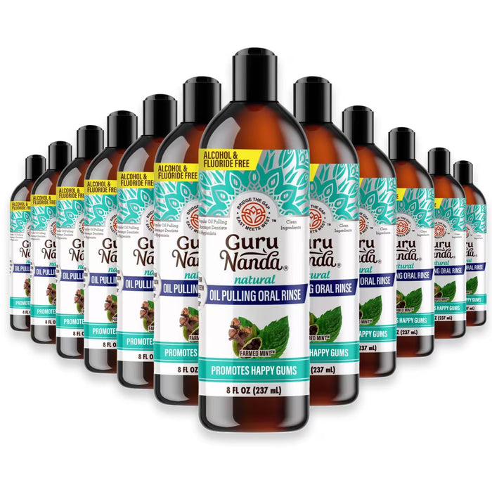 GuruNanda Coconut Mint Oil Pulling Oil – 8 oz – 12 Pack