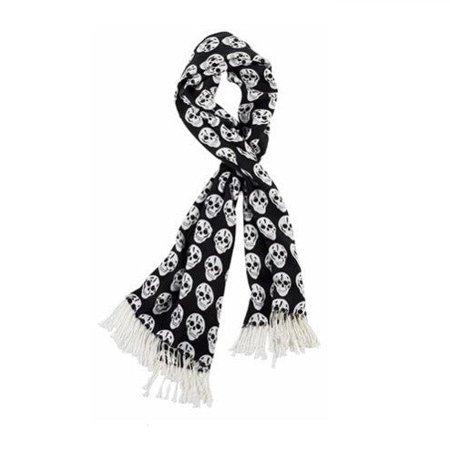 HALLOWEEN Skulls Scarf w/Fringe