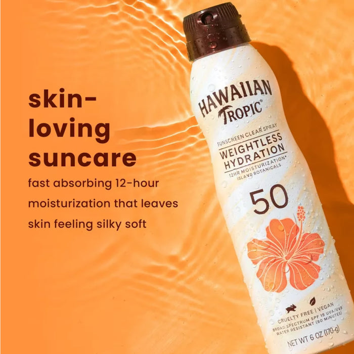 Hawaiian Tropic Silk Hydration Clear Spray SPF50, 6oz - 12 Pack