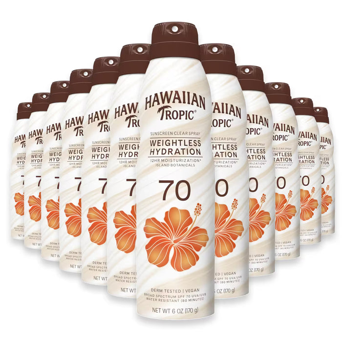 Hawaiian Tropic Weightless Clear Spray SPF70, 6oz - 12 Pack