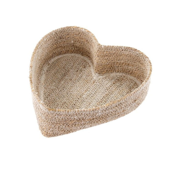 Heart Seagrass Basket, White - Magnolia Lane co. Home + Garden + Gift