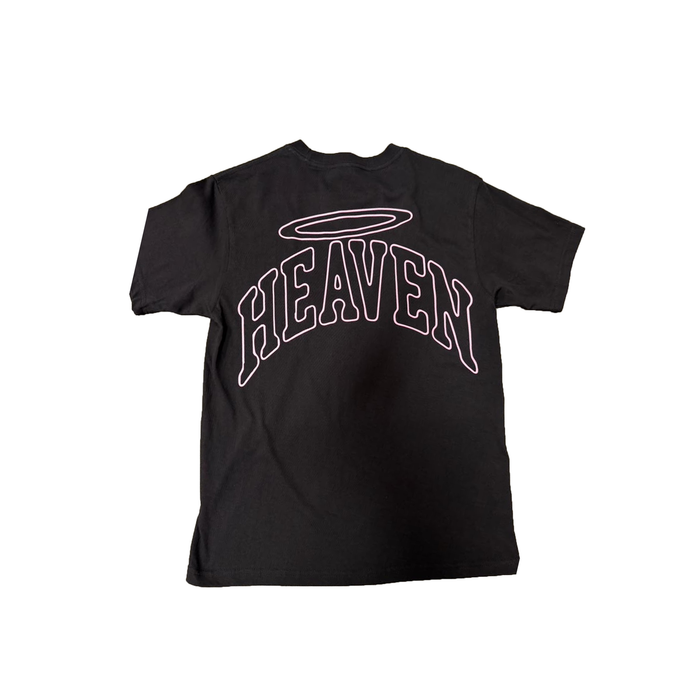Heaven Virgen De Guadalupe/Arc Logo Tee  - Black/Pink