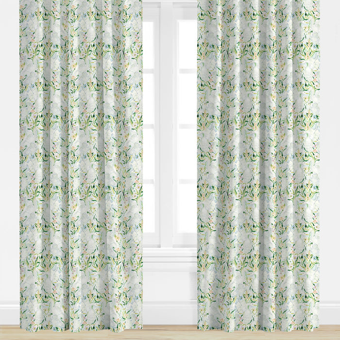 Heron patterned drapery by evelyn henson
