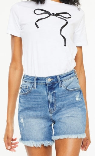 High Rise Denim Shorts by Kan Can USA