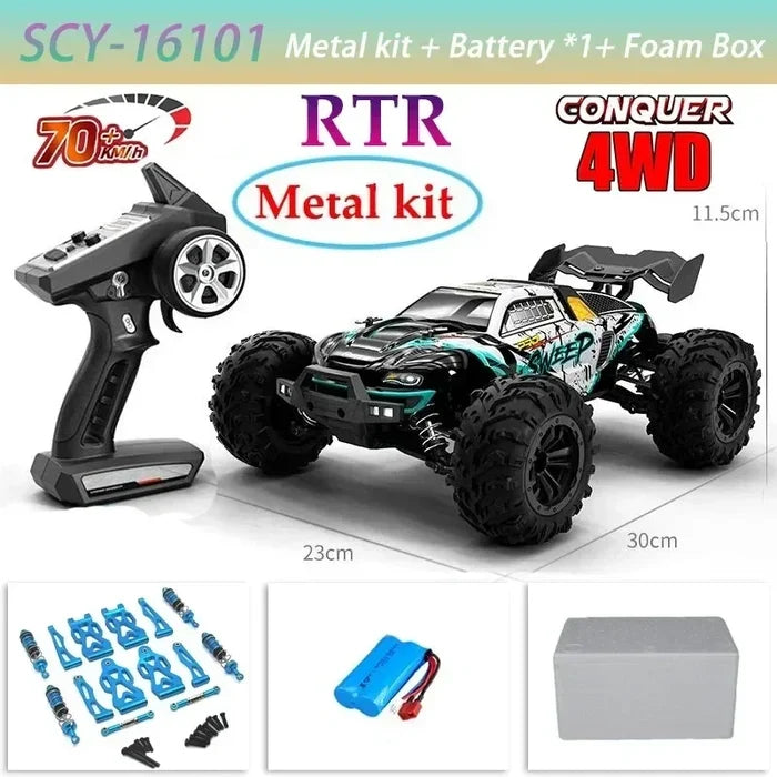 High-Speed 4x4 RC Monster Truck 70KM/H with LED Lights - 1:16 Scale