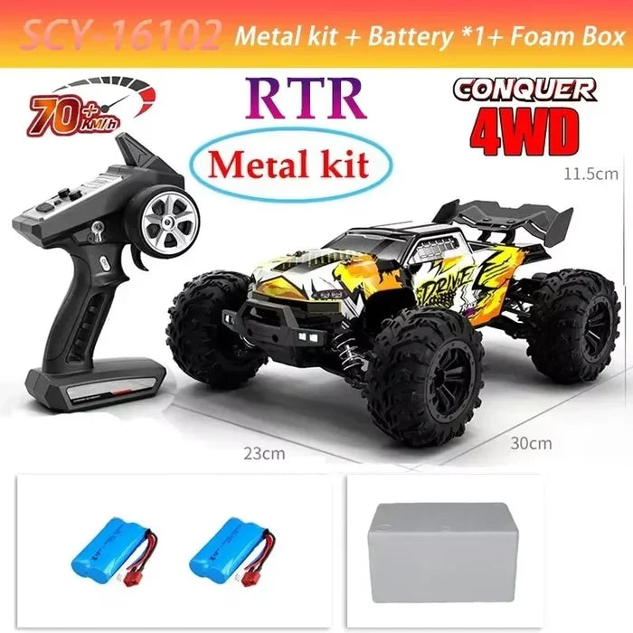 High-Speed 4x4 RC Monster Truck 70KM/H with LED Lights - 1:16 Scale
