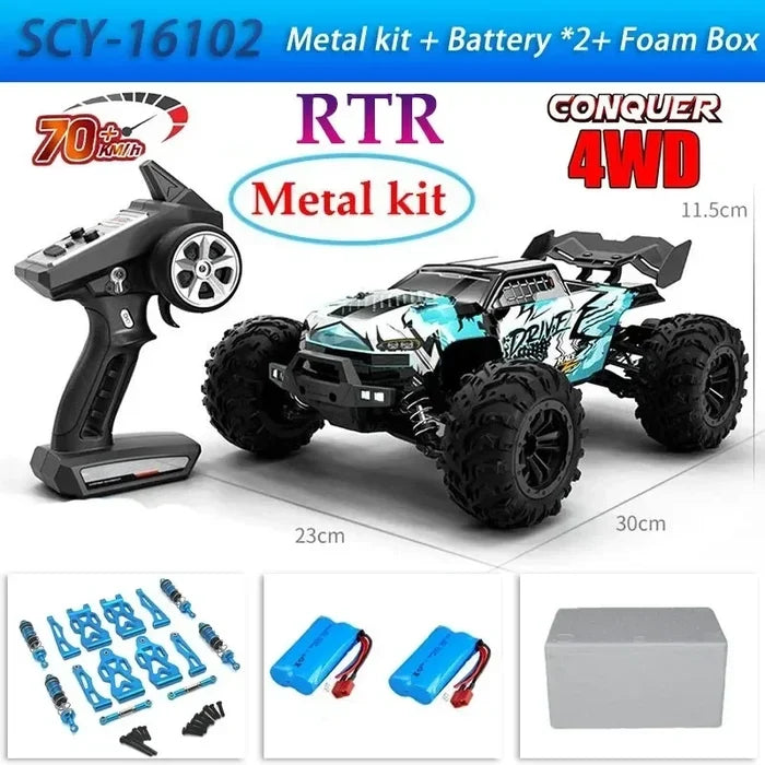 High-Speed 4x4 RC Monster Truck 70KM/H with LED Lights - 1:16 Scale