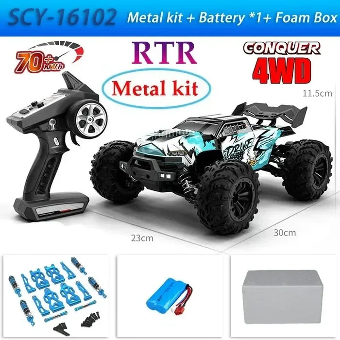 High-Speed 4x4 RC Monster Truck 70KM/H with LED Lights - 1:16 Scale