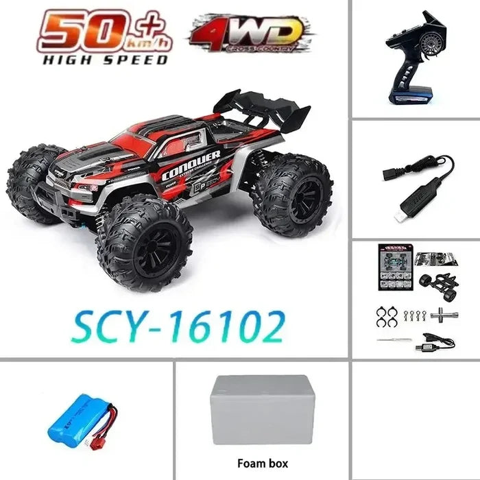 High-Speed 4x4 RC Monster Truck 70KM/H with LED Lights - 1:16 Scale