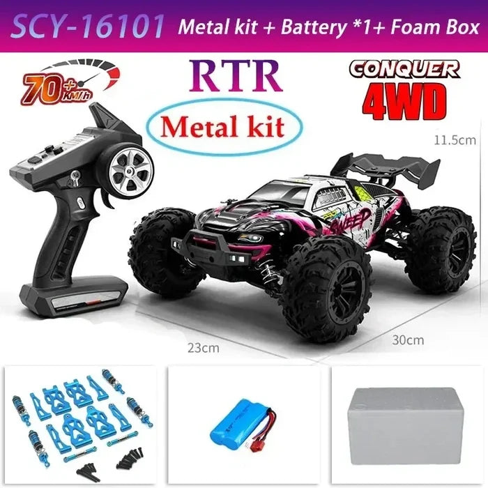 High-Speed 4x4 RC Monster Truck 70KM/H with LED Lights - 1:16 Scale