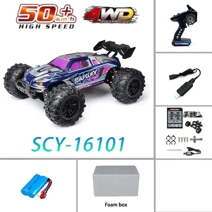 High-Speed 4x4 RC Monster Truck 70KM/H with LED Lights - 1:16 Scale