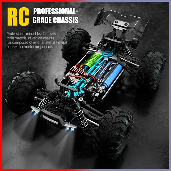 High-Speed 4x4 Remote Control Off-Road Monster Truck with LED Lights