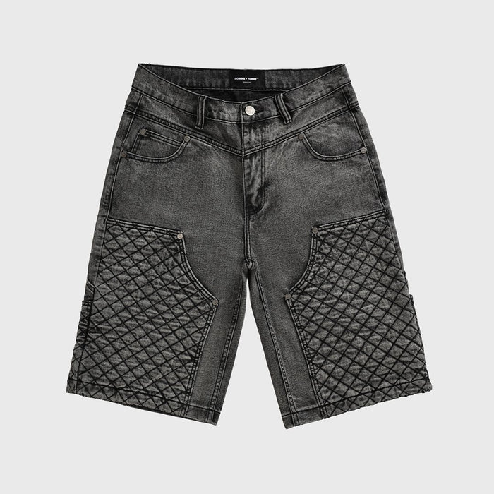 Homme + Femme "Atelier" Quilted Denim Shorts - Black