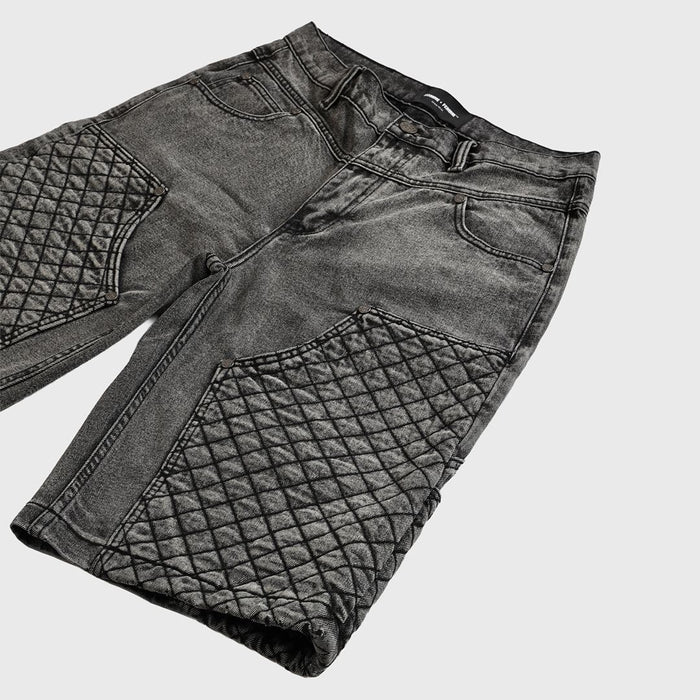 Homme + Femme "Atelier" Quilted Denim Shorts - Black
