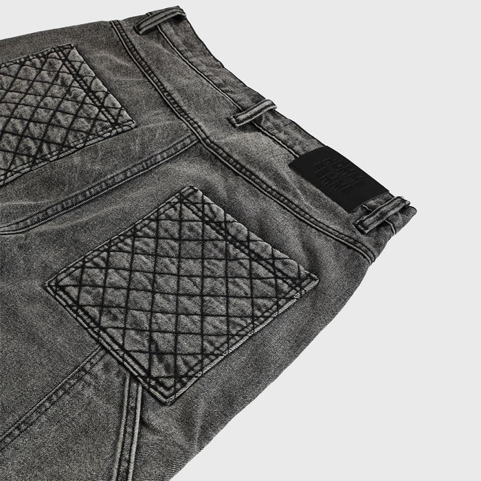 Homme + Femme "Atelier" Quilted Denim Shorts - Black