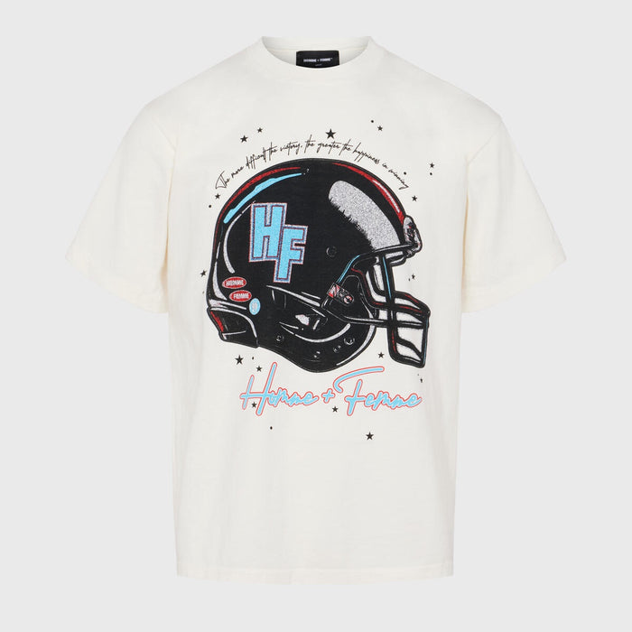 Homme + Femme Game Day Tee - Cream on a white background, featuring a relaxed fit and crew neck design