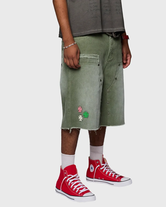 Homme + Femme "Iron Crest" Shorts - Green