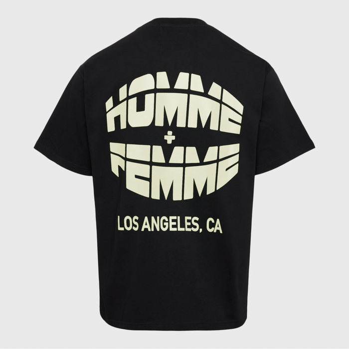 Black and cream Homme + Femme Respect Tee with stylish design
