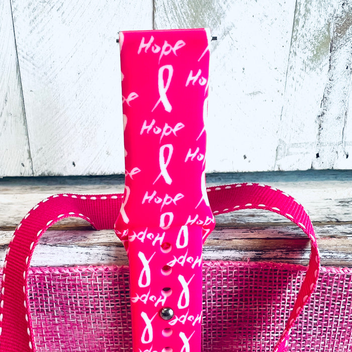Hope Print Silicone Band For Samsung Watch — Wear it as a small daily reminder of strength, support, and community—the soft pink Hope motif stays bright through every step.