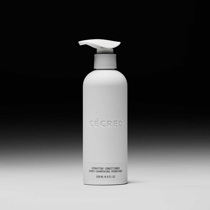 Cécred Hydrating Conditioner 236ml pump bottle displayed upright against a gradient black-to-white background