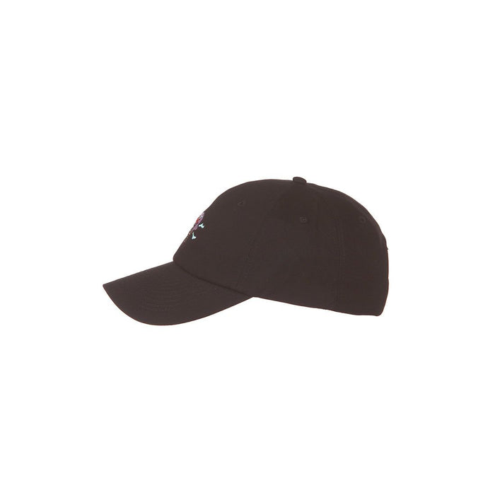 Black dad hat with 'Cones N Bones' ice cream logo embroidered