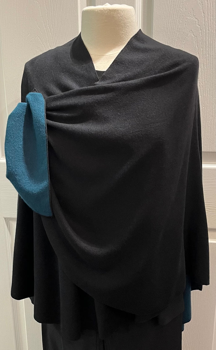 TEAL to BLACK Reversible Cashmere Shawl
