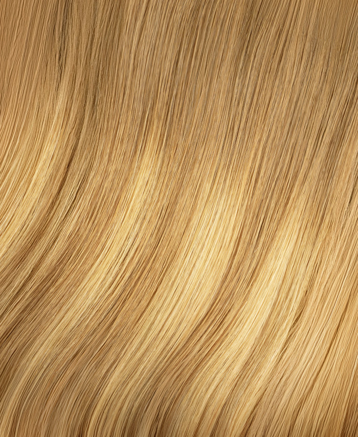 invisible clip-in hair extensions blonde balayage.