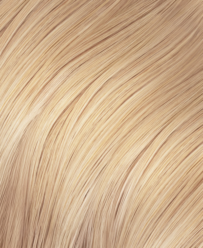 invisible clip-in hair extensions champagne blonde.