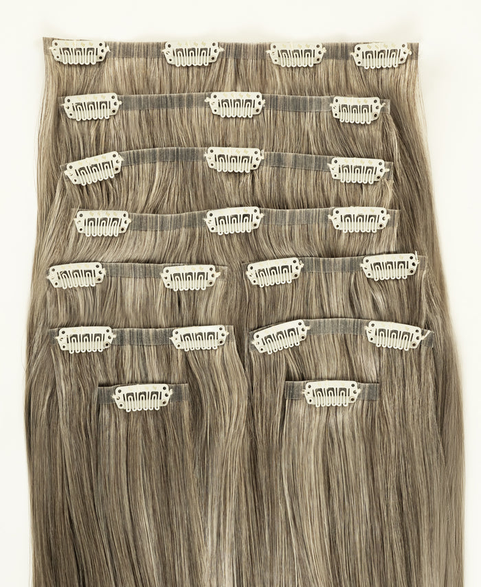 invisible clip-in hair extensions salt & pepper.