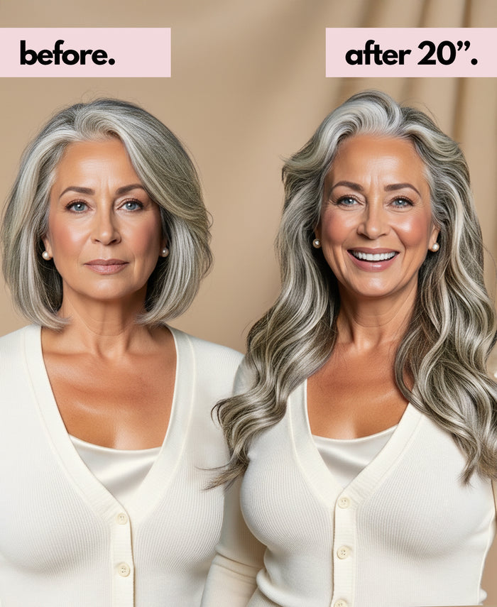 invisible clip-in hair extensions salt & pepper.