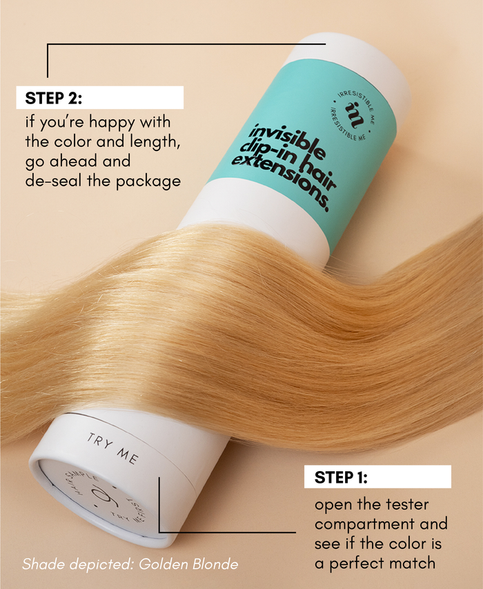 invisible clip-in hair extensions teddy blonde balayage.