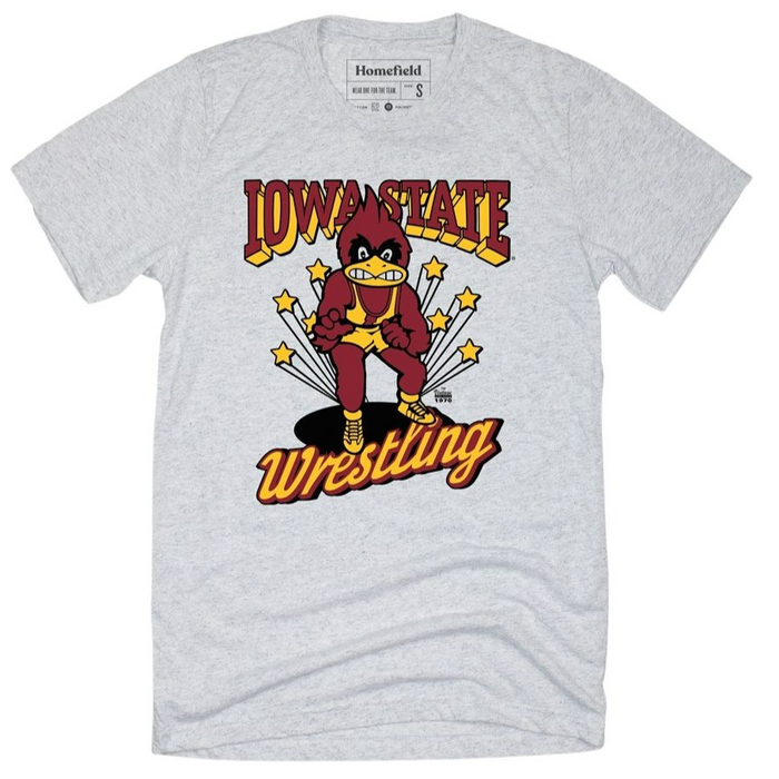 Iowa State Cyclones Vintage Wrestling Cy Grey T-Shirt