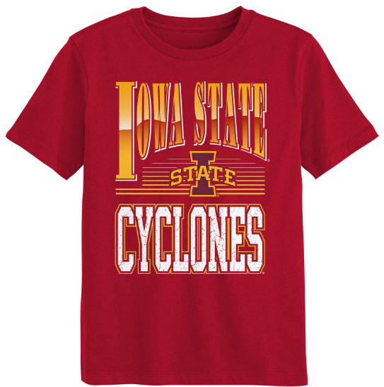 Iowa State Cyclones Youth Cardinal Chrome Distressed Short Sleeve Tee