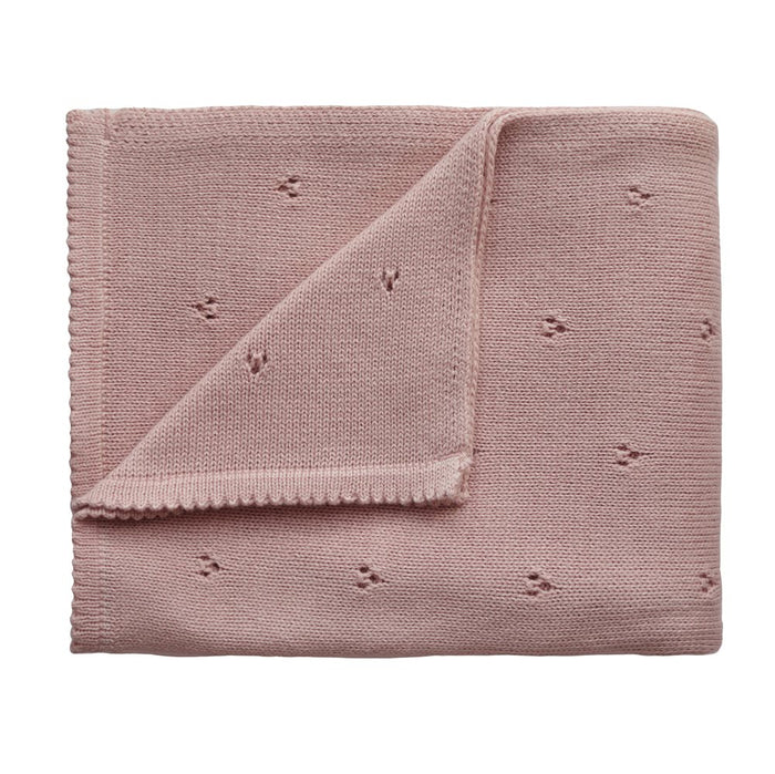 Mushie - Knitted Baby Blanket - Organic Cotton - Pointelle Blush
