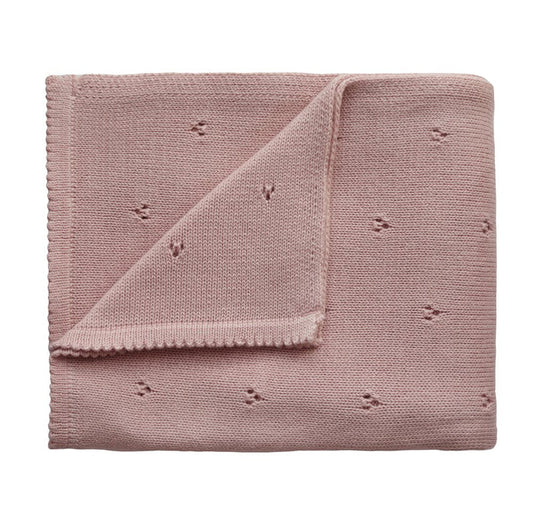 Mushie - Knitted Baby Blanket - Organic Cotton - Pointelle Blush
