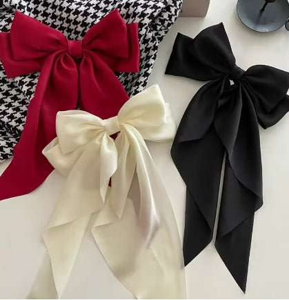 Large Satin Hair Bow Clip