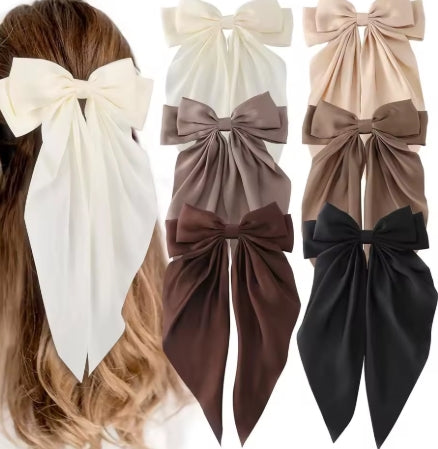 Large Satin Hair Bow Clip