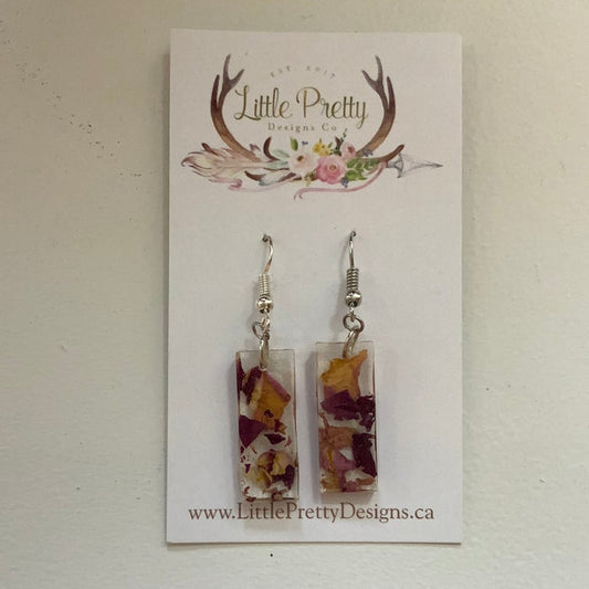 Little Pretty Flower Petal Dangling Rectangle Earrings