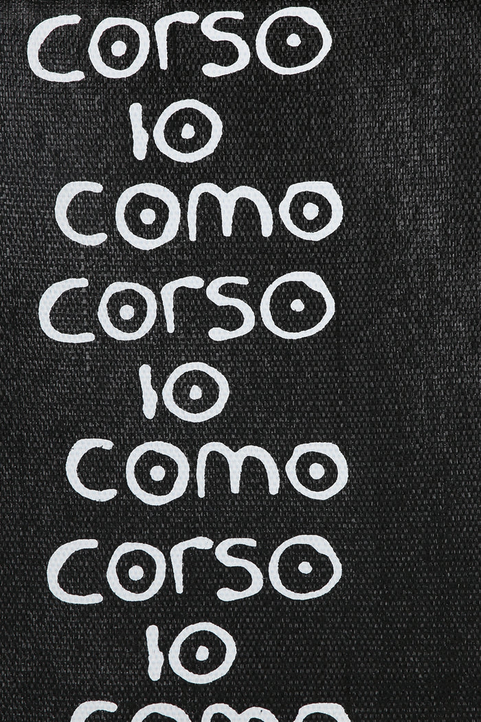 logo print raffia tote bag
