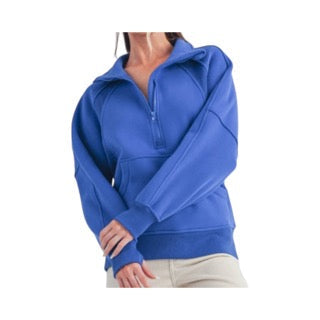 Long Dove Funnel Neck Half Zip Sweater